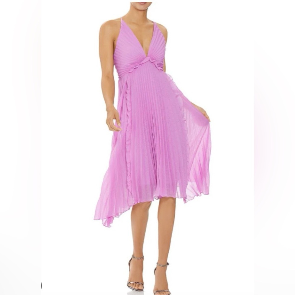 NWOT Halston Heritage Pleated Georgette Dress - Tulip Purple - Size 2